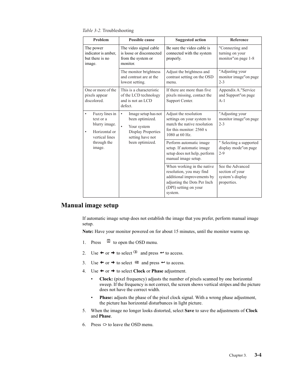 Manual image setup, Manual image setup -4 | Lenovo ThinkVision LT2934z 29-inch Panorama AH-IPS WLED Backlit LCD VoIP Professional Monitor User Manual | Page 36 / 46