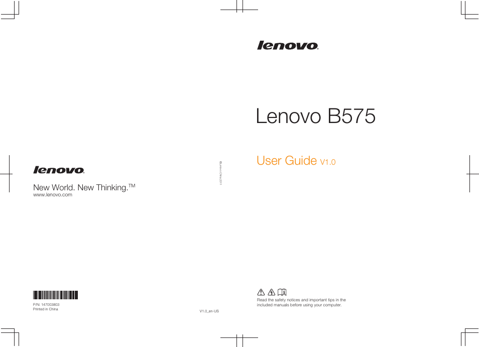 Lenovo B575 Notebook User Manual | 41 pages