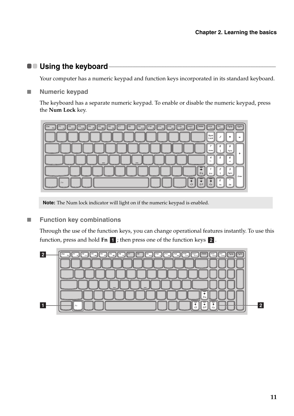 Using the keyboard | Lenovo B575 Notebook User Manual | Page 15 / 41