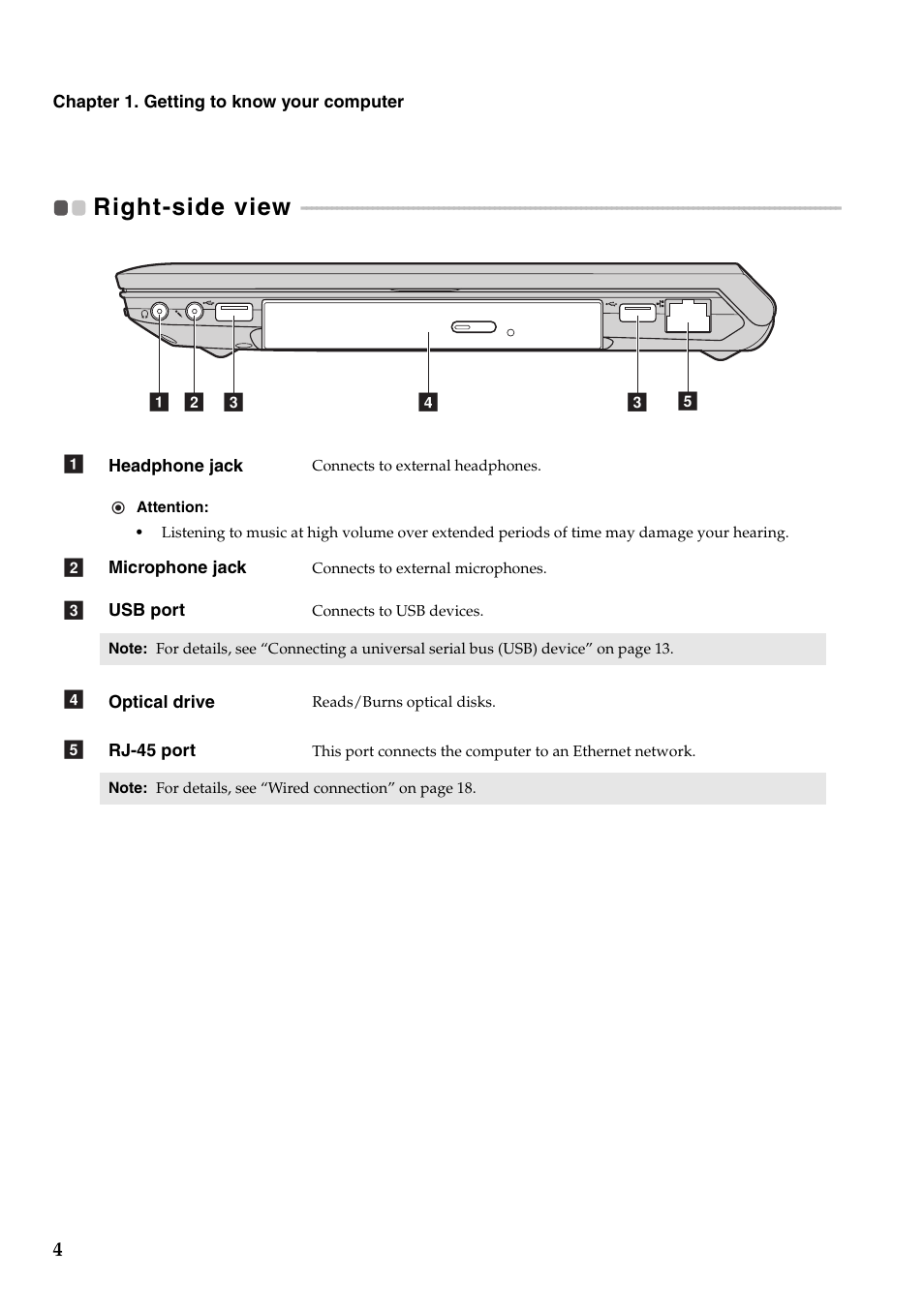 Right-side view | Lenovo B575 Notebook User Manual | Page 8 / 41