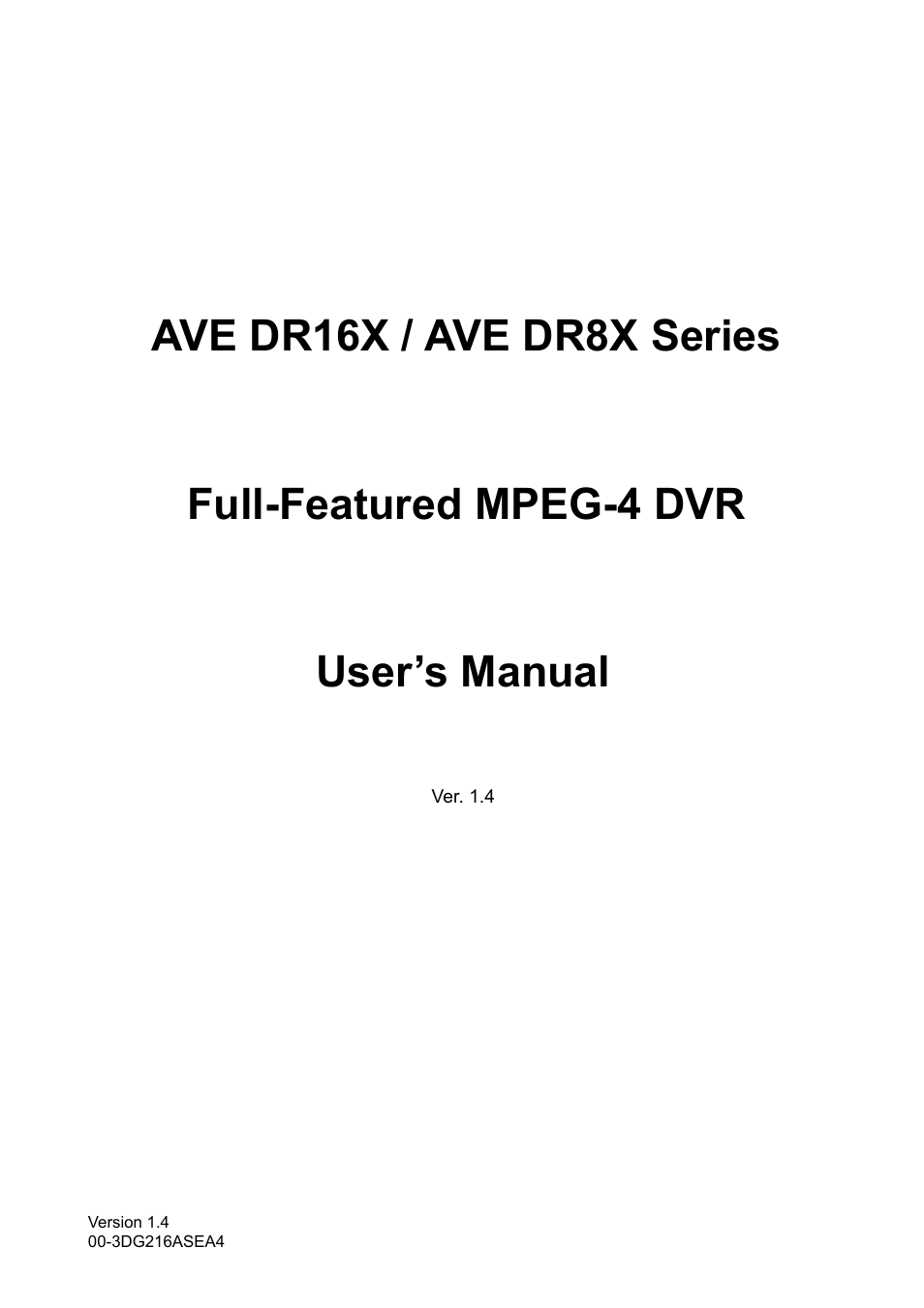 AVE MV DR16X User Manual | 46 pages