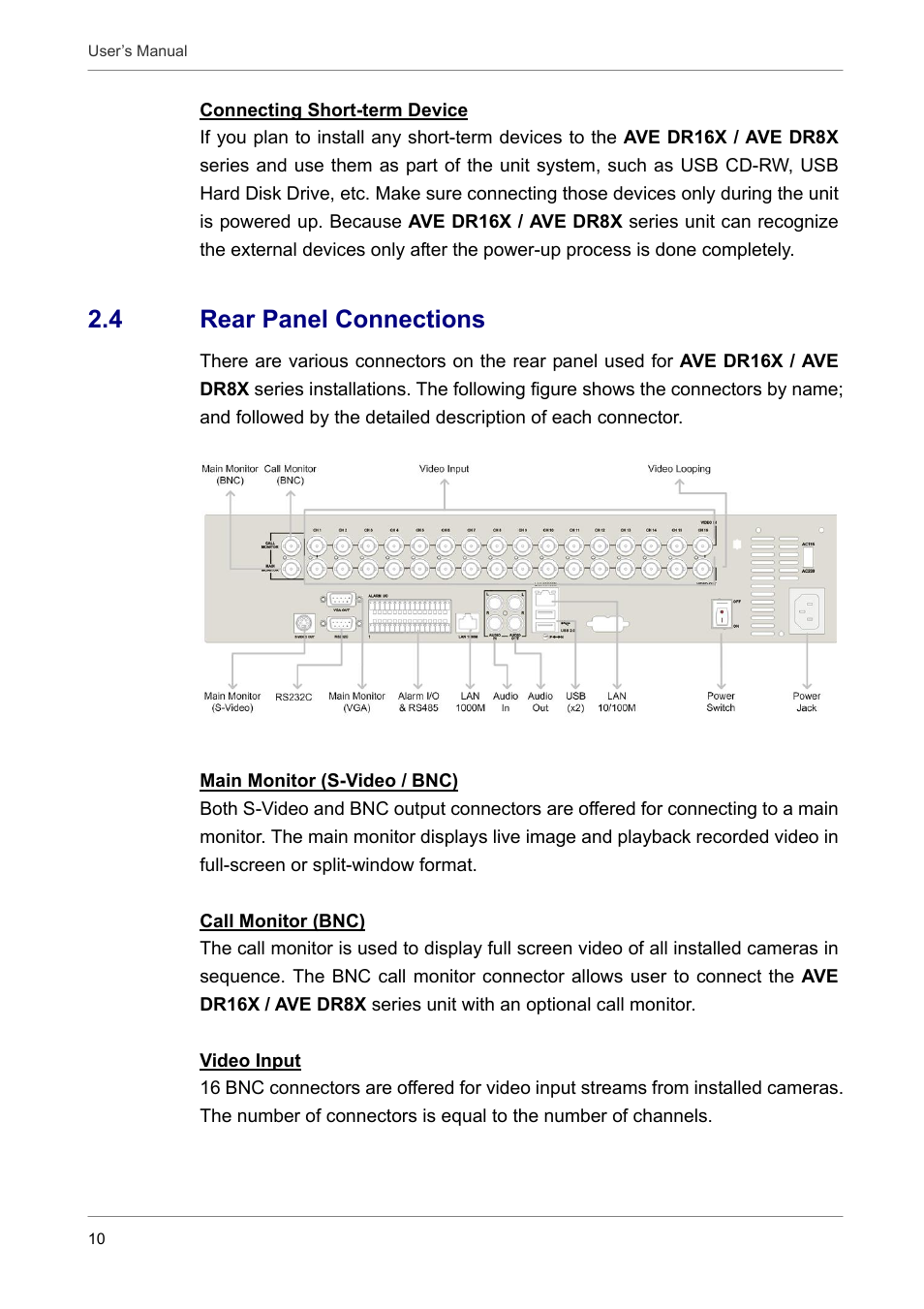 4 rear panel connections | AVE MV DR16X User Manual | Page 11 / 46
