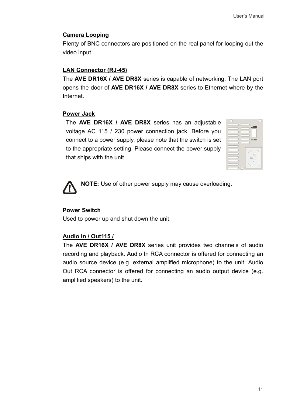 AVE MV DR16X User Manual | Page 12 / 46