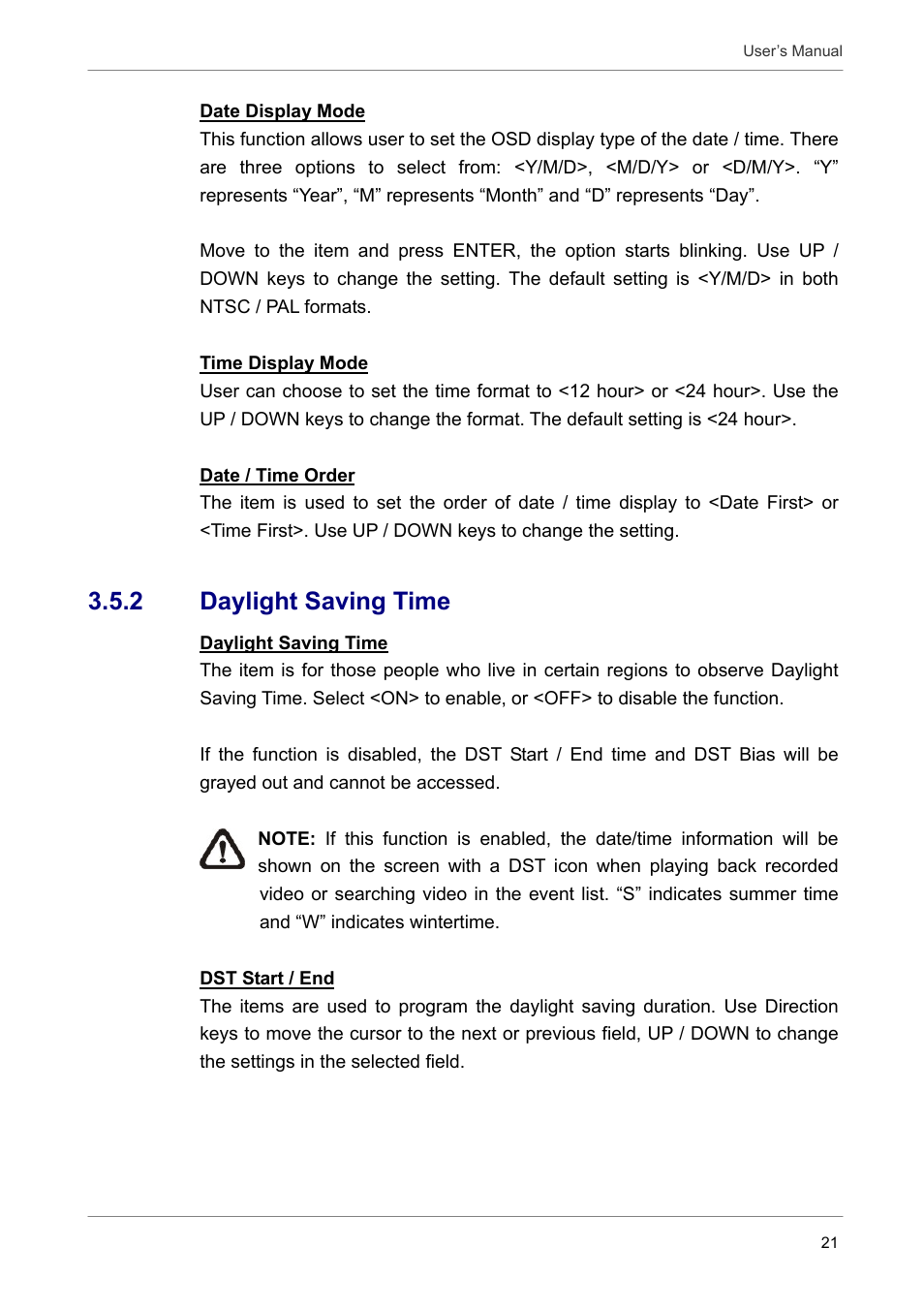 2 daylight saving time | AVE MV DR16X User Manual | Page 22 / 46