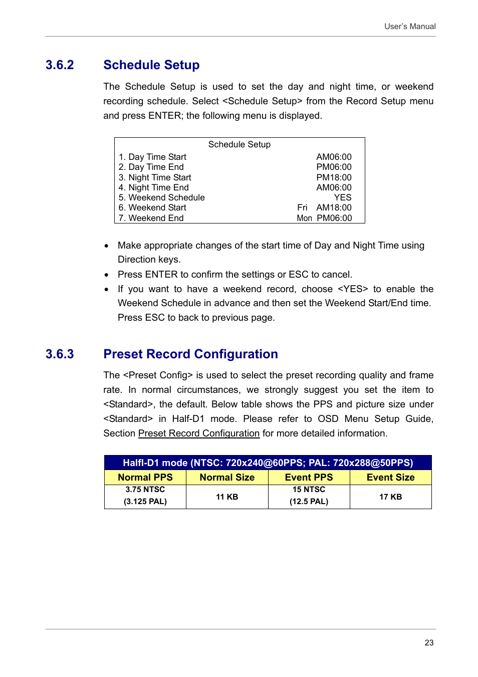2 schedule setup, 3 preset record configuration | AVE MV DR16X User Manual | Page 24 / 46