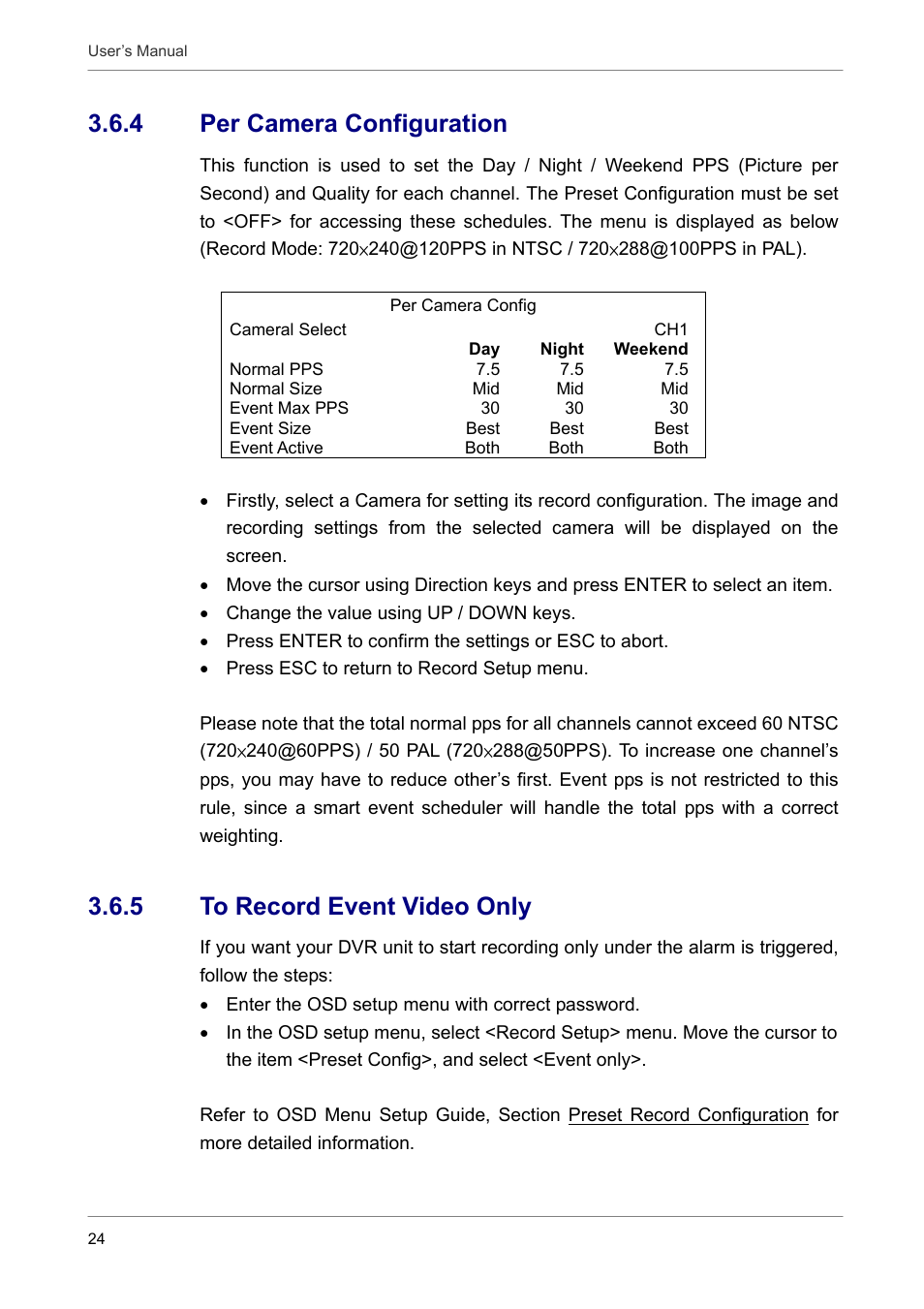 4 per camera configuration, 5 to record event video only | AVE MV DR16X User Manual | Page 25 / 46