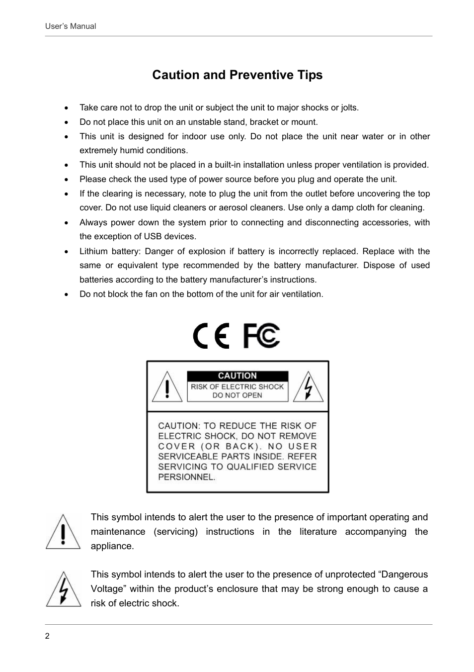 Caution and preventive tips | AVE MV DR16X User Manual | Page 3 / 46