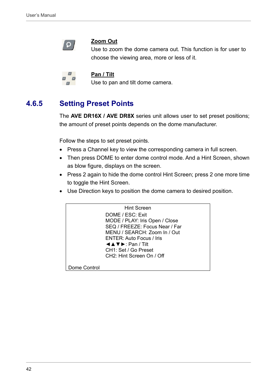 5 setting preset points | AVE MV DR16X User Manual | Page 43 / 46