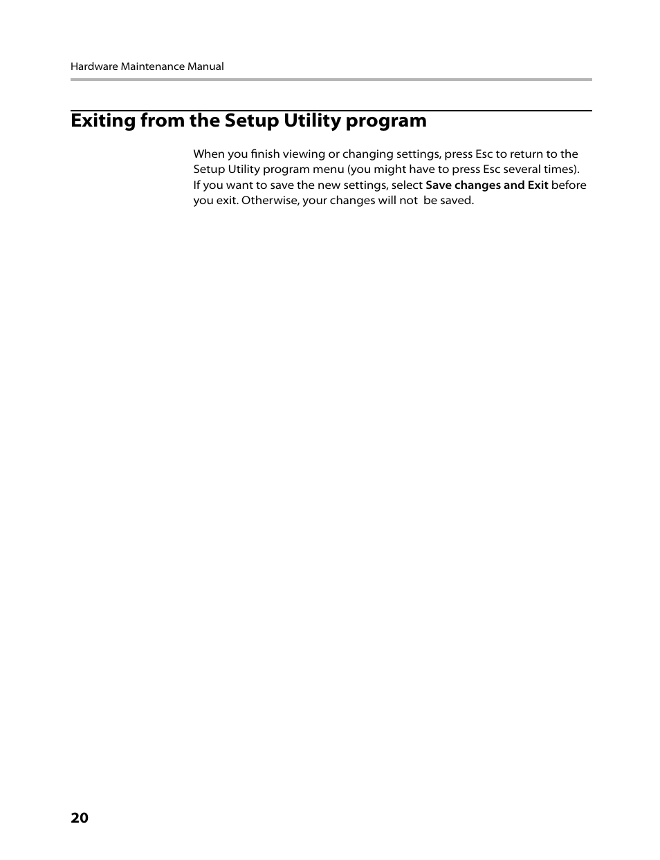 Exiting from the setup utility program | Lenovo IdeaCentre B300 User Manual | Page 22 / 64