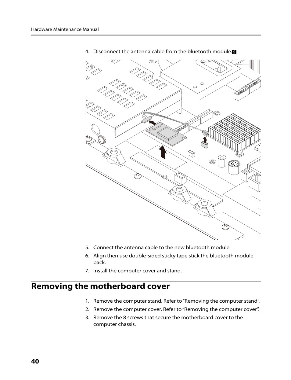 Removing the motherboard cover | Lenovo IdeaCentre B300 User Manual | Page 42 / 64