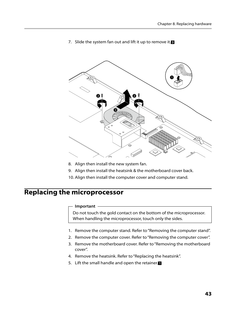 Replacing the microprocessor | Lenovo IdeaCentre B300 User Manual | Page 45 / 64