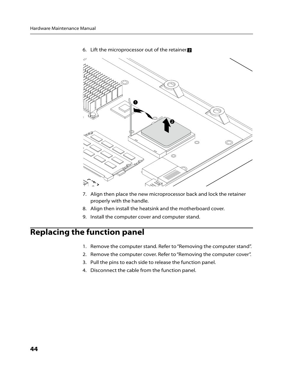 Replacing the function panel | Lenovo IdeaCentre B300 User Manual | Page 46 / 64