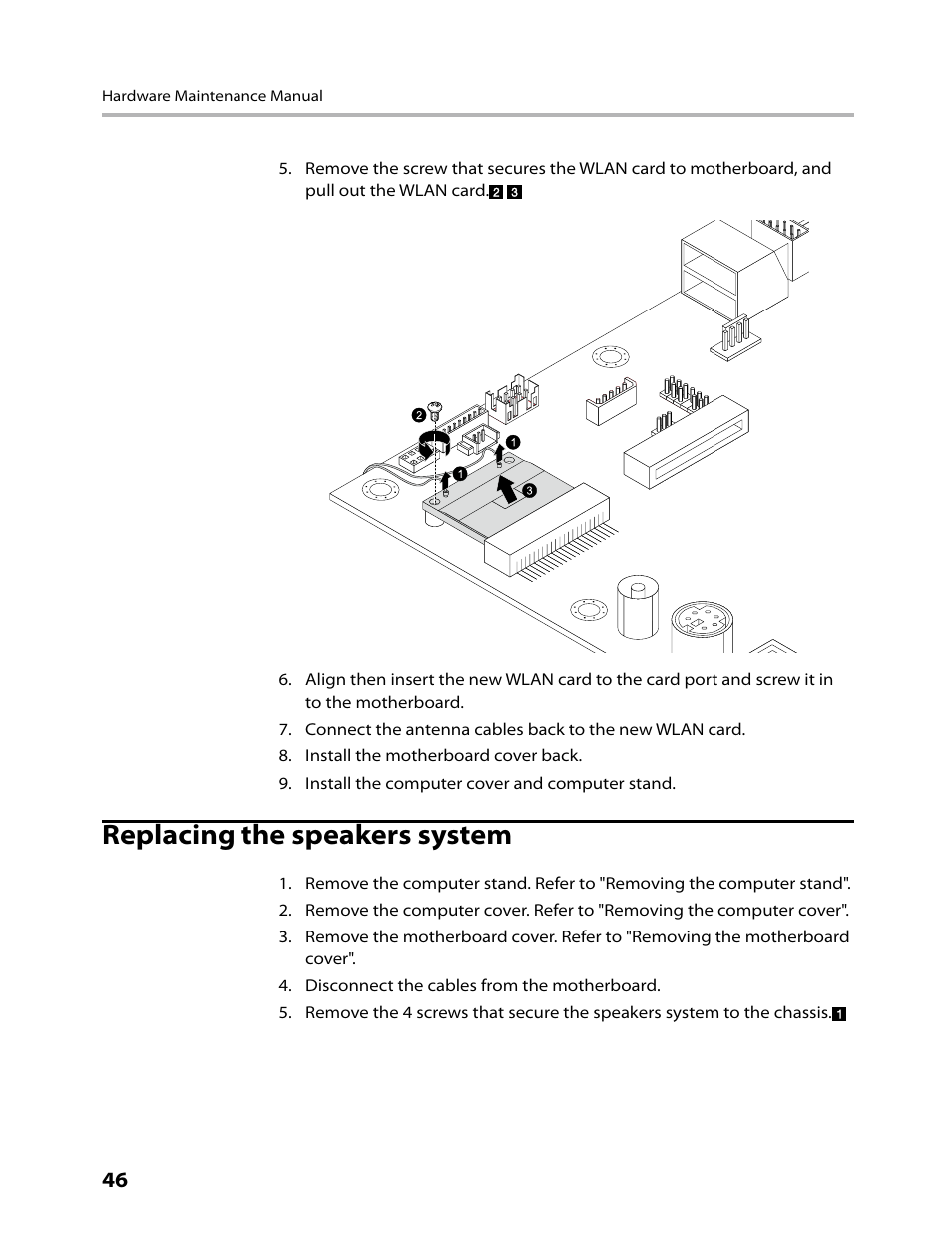 Replacing the speakers system | Lenovo IdeaCentre B300 User Manual | Page 48 / 64