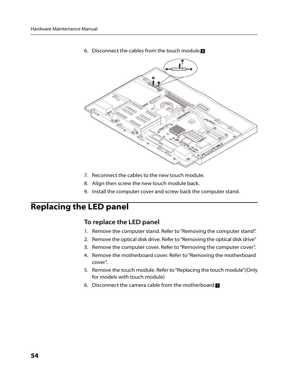 Replacing the led panel | Lenovo IdeaCentre B300 User Manual | Page 56 / 64