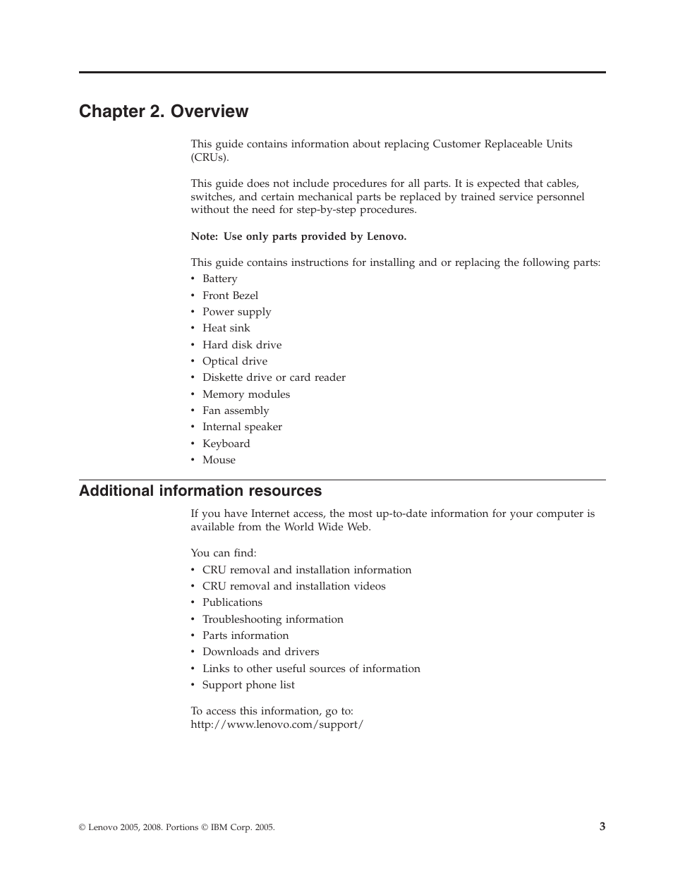 Chapter 2. overview, Additional information resources, Chapter | Overview, Additional, Information, Resources | Lenovo THINKSTATION S10 User Manual | Page 11 / 62