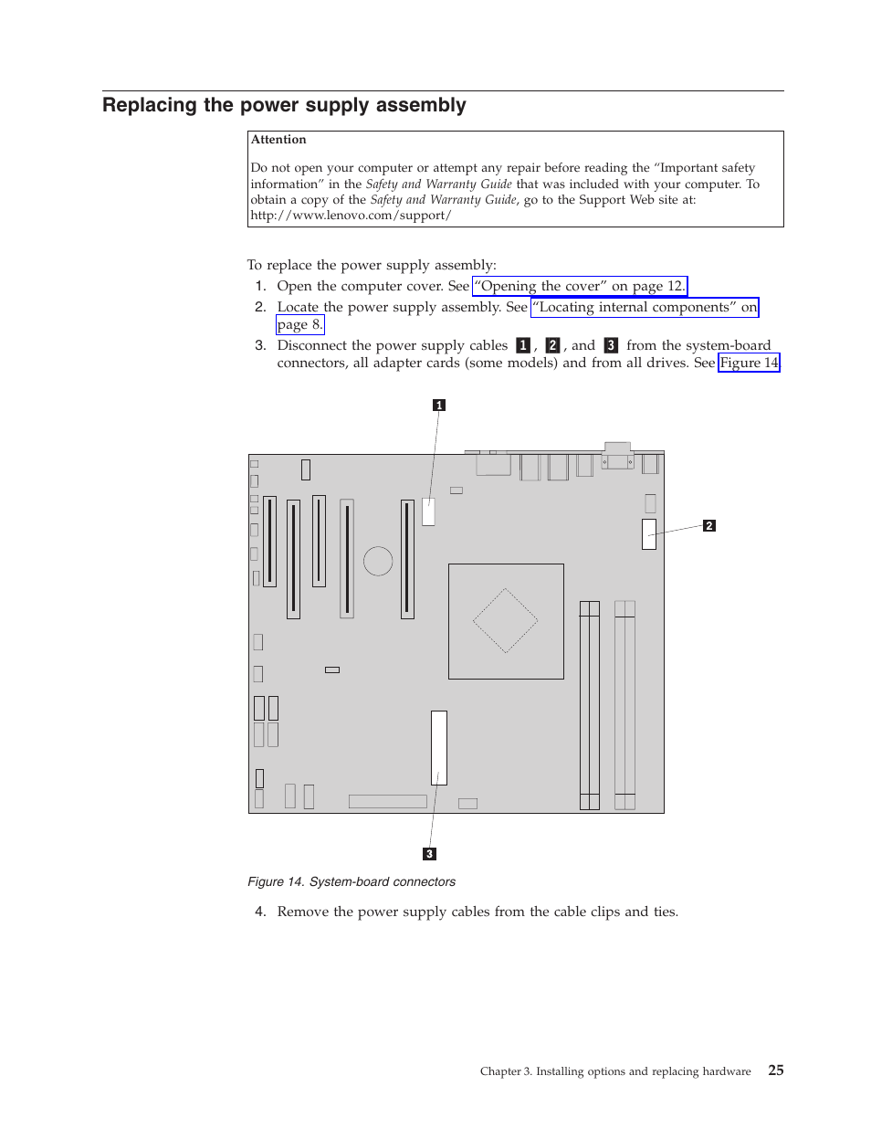 Replacing the power supply assembly, Replacing, Power | Supply, Assembly, System-board, Connectors | Lenovo THINKSTATION S10 User Manual | Page 33 / 62