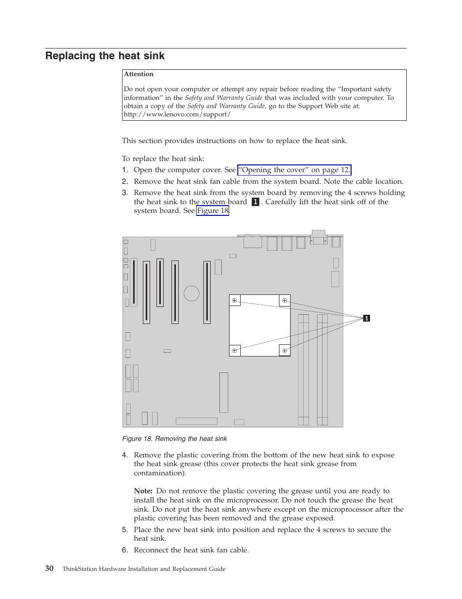 Replacing the heat sink, Replacing, Heat | Sink, Removing | Lenovo THINKSTATION S10 User Manual | Page 38 / 62