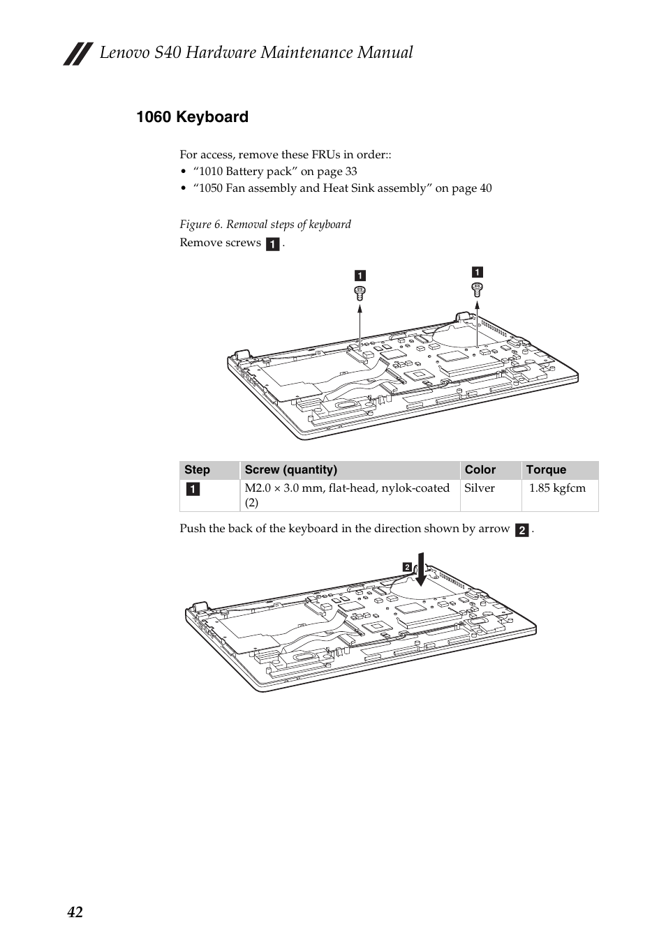 1060 keyboard, Lenovo s40 hardware maintenance manual | Lenovo S40-70 Notebook User Manual | Page 46 / 81