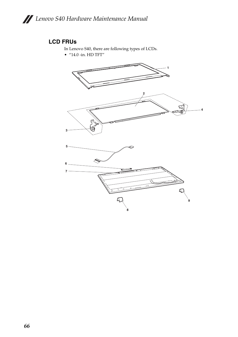 Lcd frus, Lenovo s40 hardware maintenance manual, 66 lcd frus | Lenovo S40-70 Notebook User Manual | Page 70 / 81