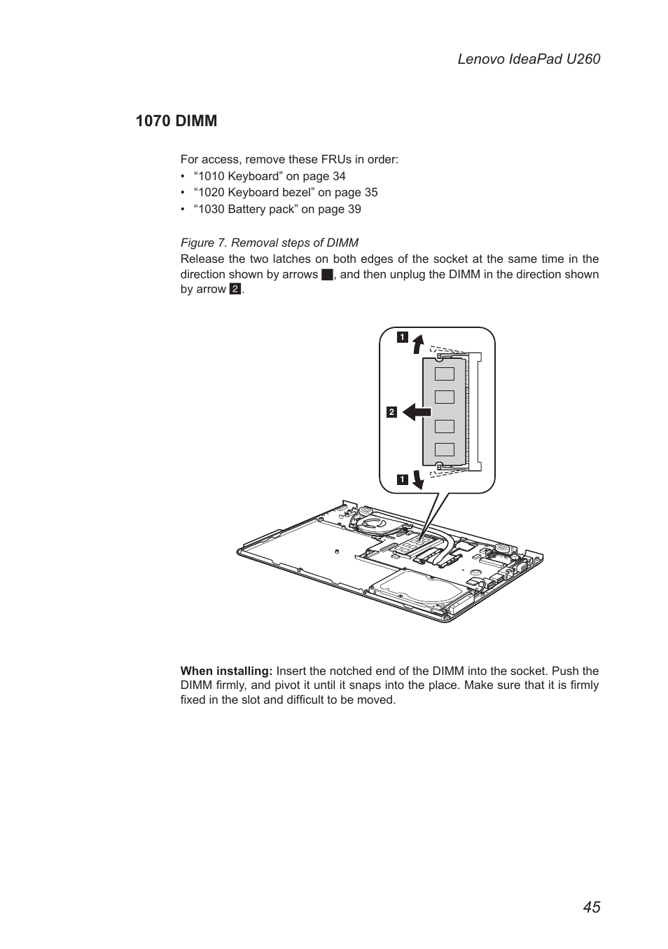 1070 dimm | Lenovo IdeaPad U260 User Manual | Page 49 / 77