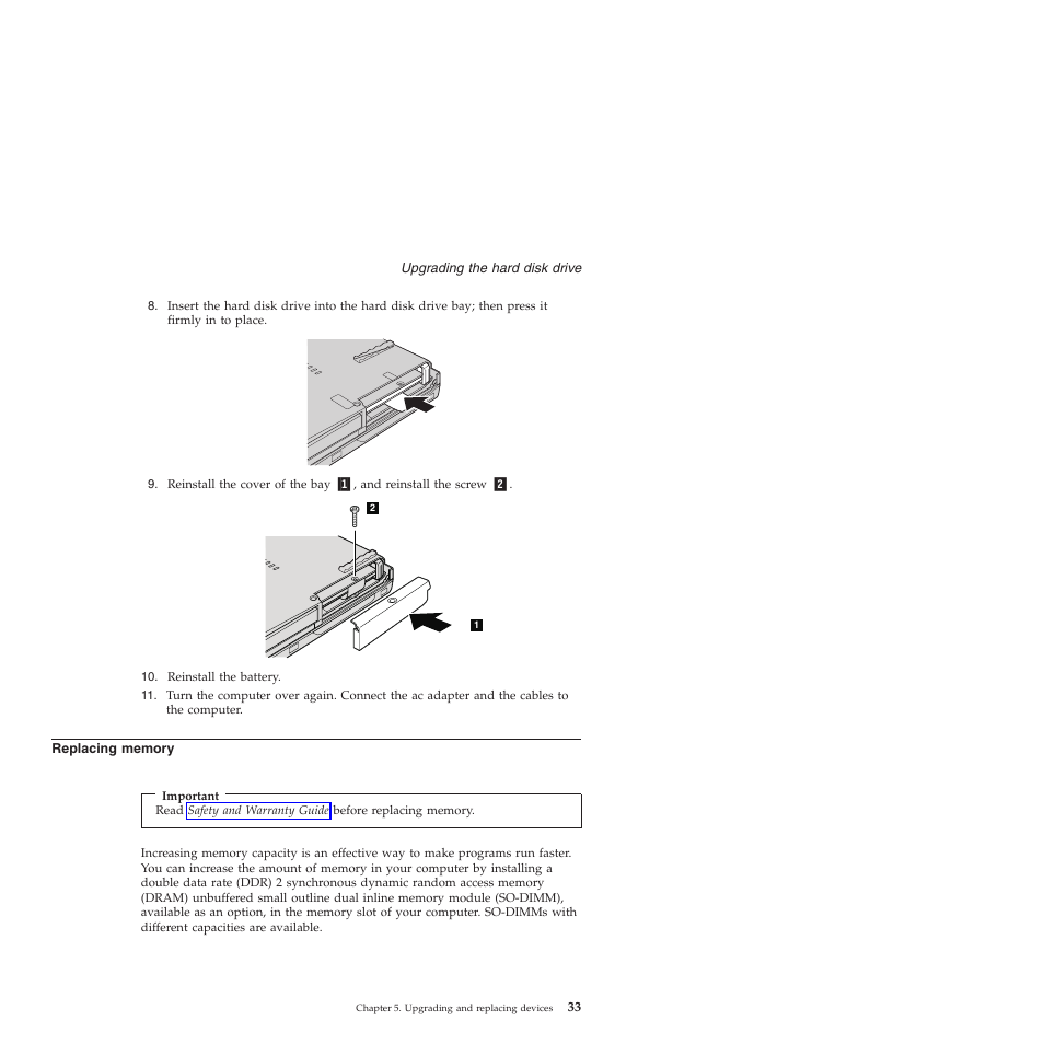 Replacing memory, Replacing, Memory | Lenovo ThinkPad T60p User Manual | Page 41 / 86