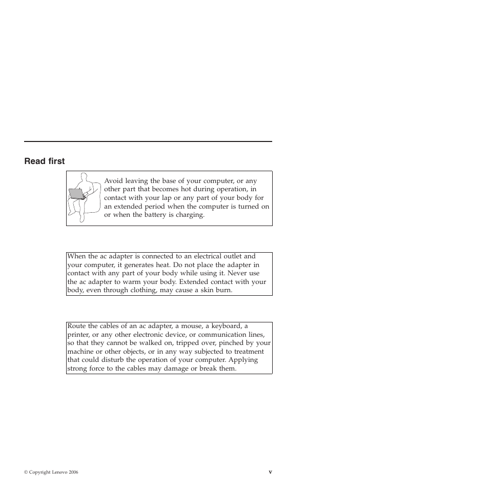 Read first, Read, First | Lenovo ThinkPad T60p User Manual | Page 7 / 86