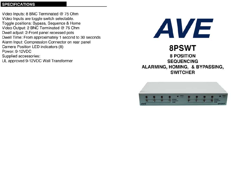 AVE 8PSWT User Manual | 2 pages