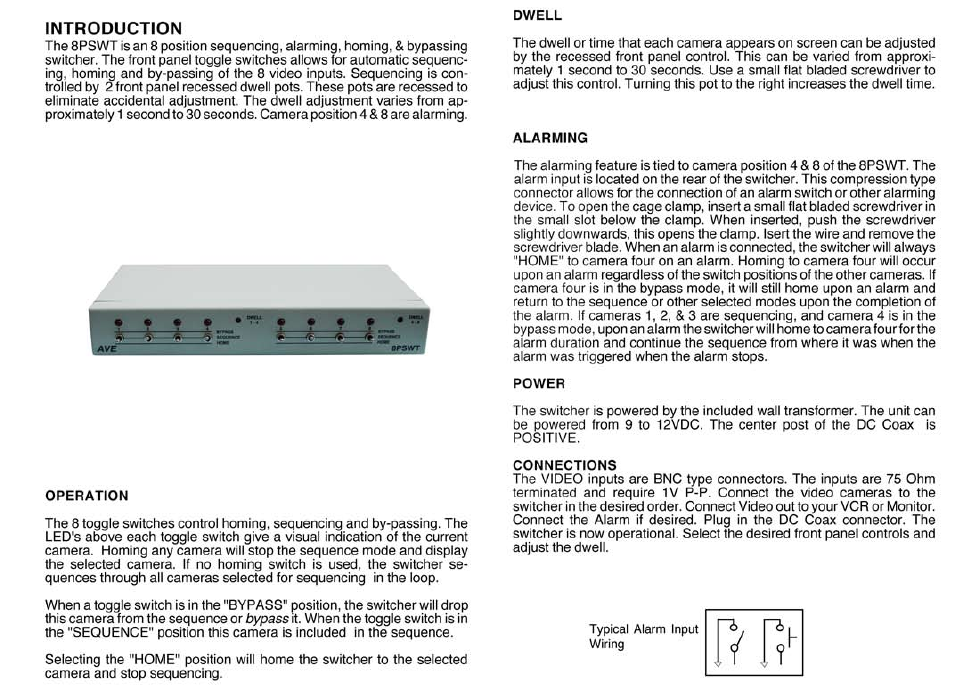 Introduction | AVE 8PSWT User Manual | Page 2 / 2