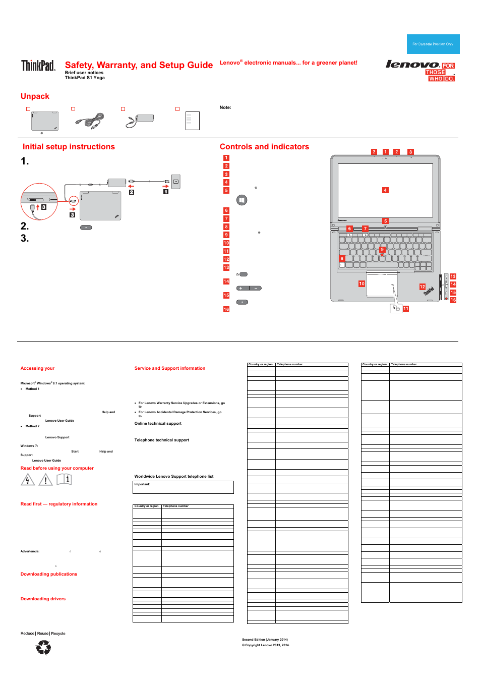 Lenovo ThinkPad Yoga User Manual | 2 pages