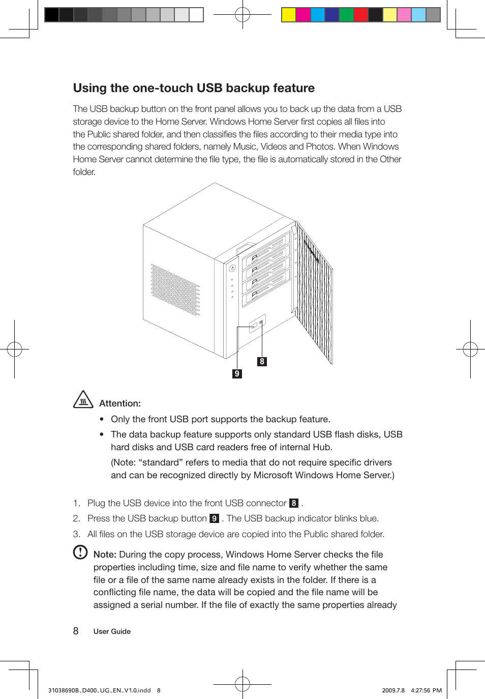 Using the one-touch usb backup feature | Lenovo D400 Desktop IdeaCentre User Manual | Page 13 / 65