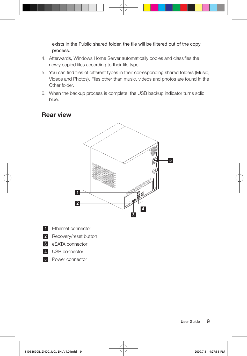 Rear view | Lenovo D400 Desktop IdeaCentre User Manual | Page 14 / 65