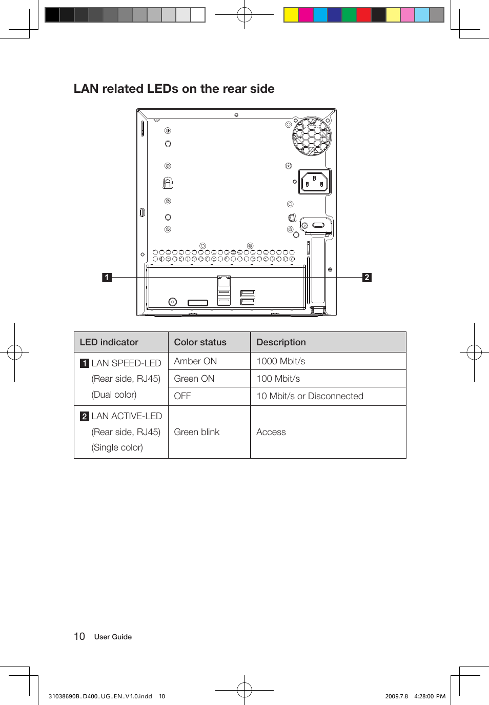 Lan related leds on the rear side | Lenovo D400 Desktop IdeaCentre User Manual | Page 15 / 65