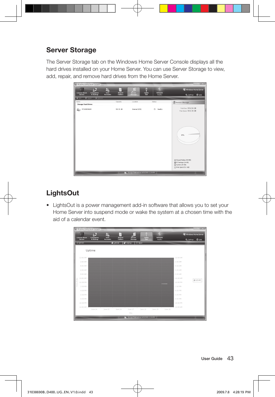 Server storage, Lightsout | Lenovo D400 Desktop IdeaCentre User Manual | Page 48 / 65