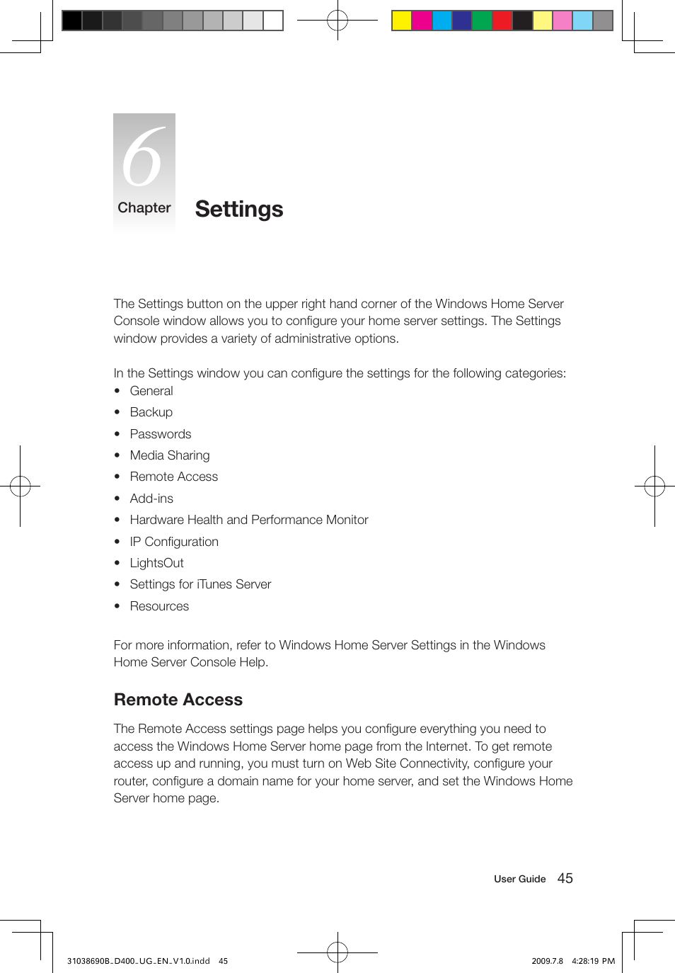 Settings, Remote access | Lenovo D400 Desktop IdeaCentre User Manual | Page 50 / 65