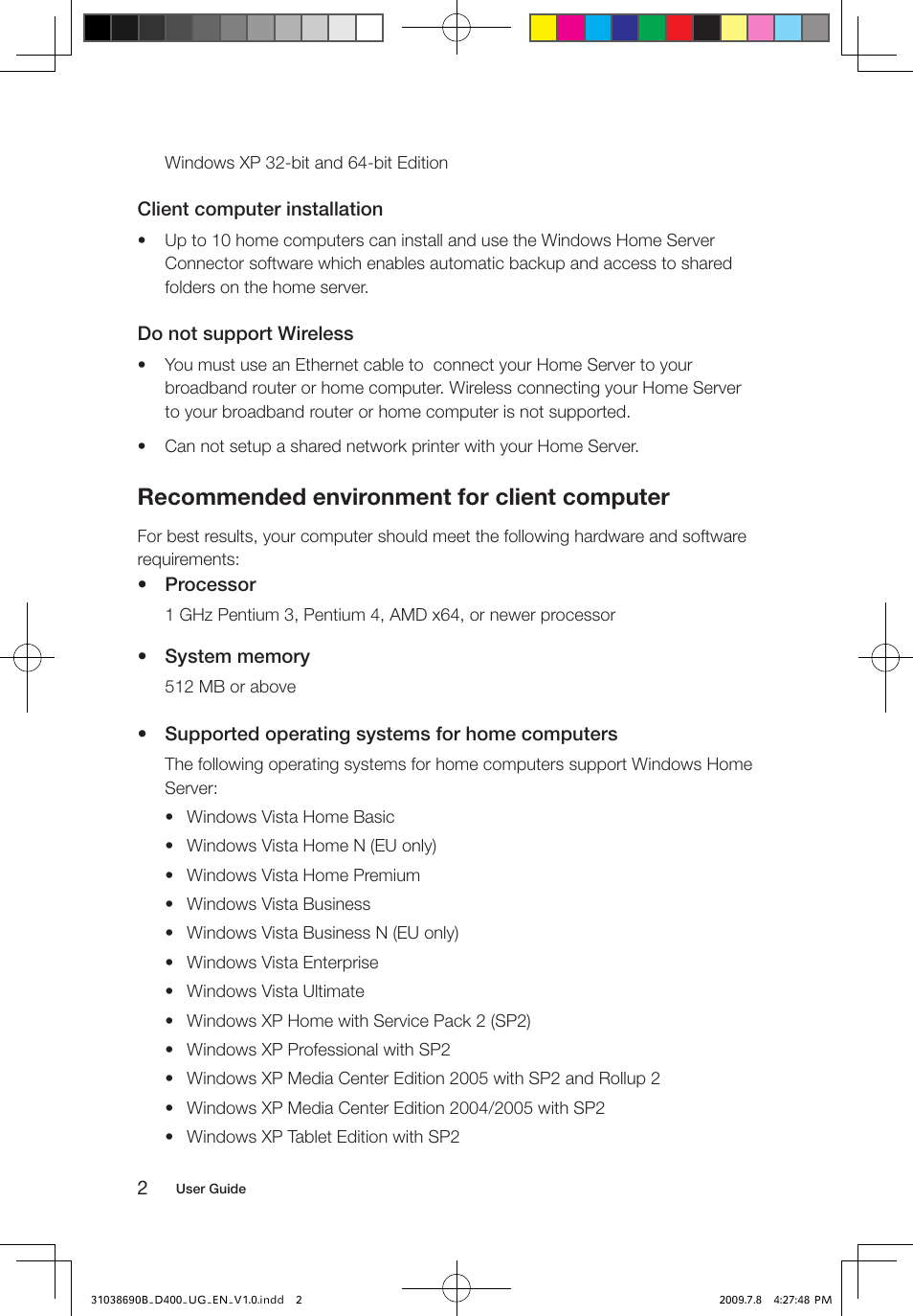 Recommended environment for client computer | Lenovo D400 Desktop IdeaCentre User Manual | Page 7 / 65
