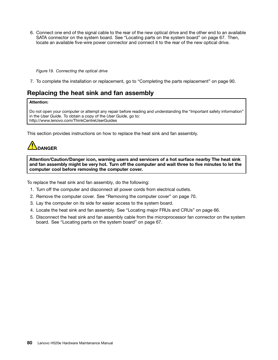 Replacing the heat sink and fan assembly | Lenovo H520e Desktop User Manual | Page 84 / 110