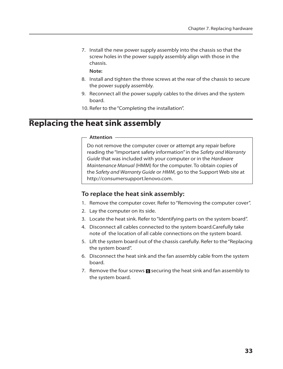 Replacing the heat sink assembly | Lenovo IdeaCentre Q200 User Manual | Page 35 / 55