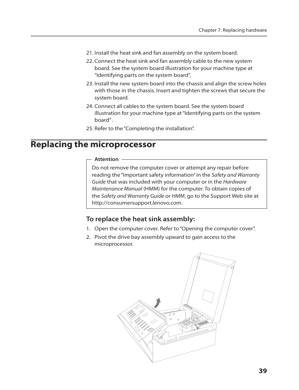 Replacing the microprocessor | Lenovo IdeaCentre Q200 User Manual | Page 41 / 55