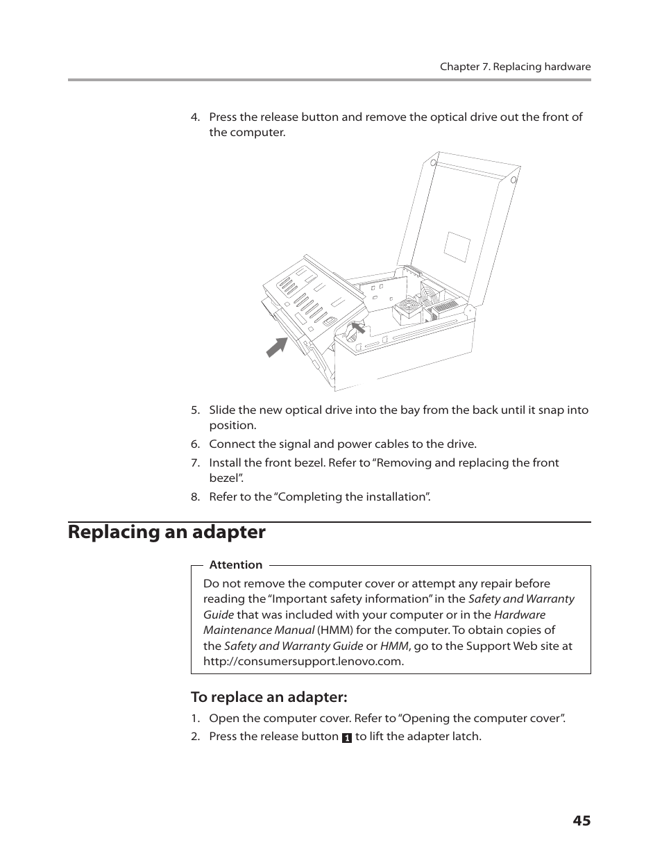 Replacing an adapter | Lenovo IdeaCentre Q200 User Manual | Page 47 / 55