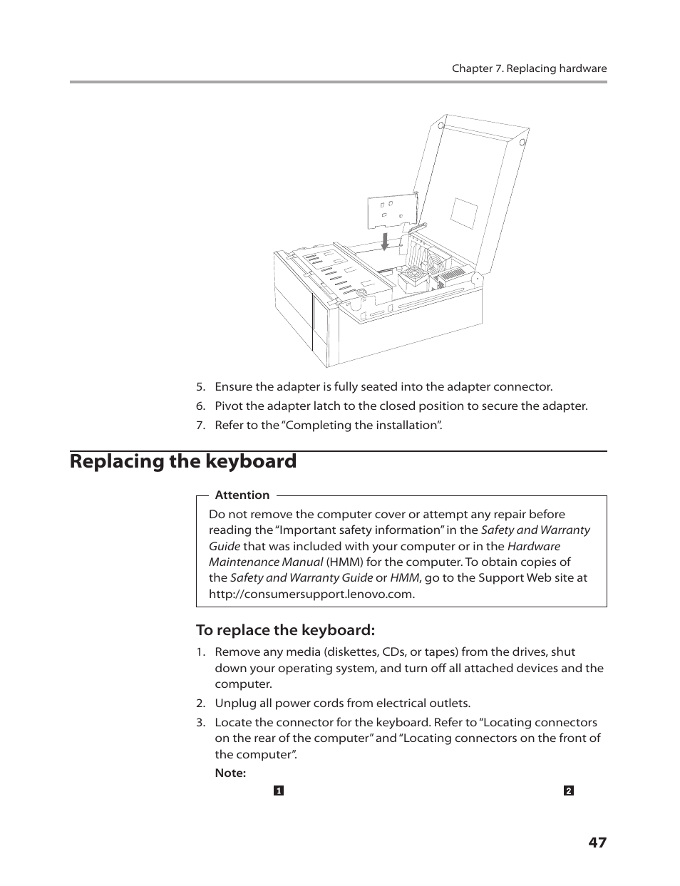 Replacing the keyboard | Lenovo IdeaCentre Q200 User Manual | Page 49 / 55