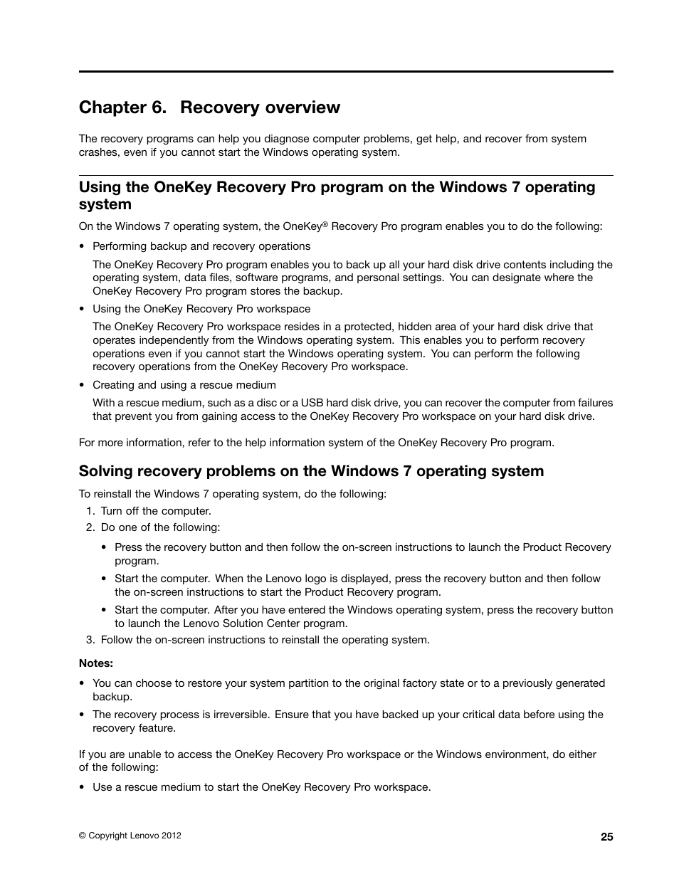 Chapter 6. recovery overview | Lenovo V490u Notebook User Manual | Page 37 / 62