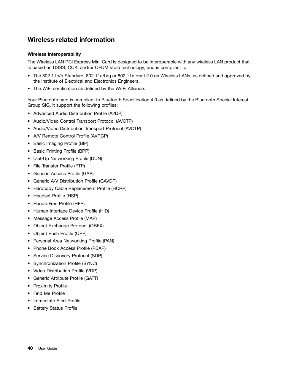 Wireless related information | Lenovo V490u Notebook User Manual | Page 52 / 62