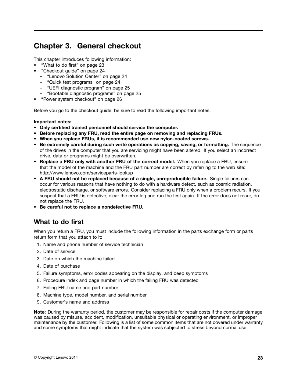 Chapter 3. general checkout, What to do first | Lenovo ThinkPad 11e User Manual | Page 29 / 94