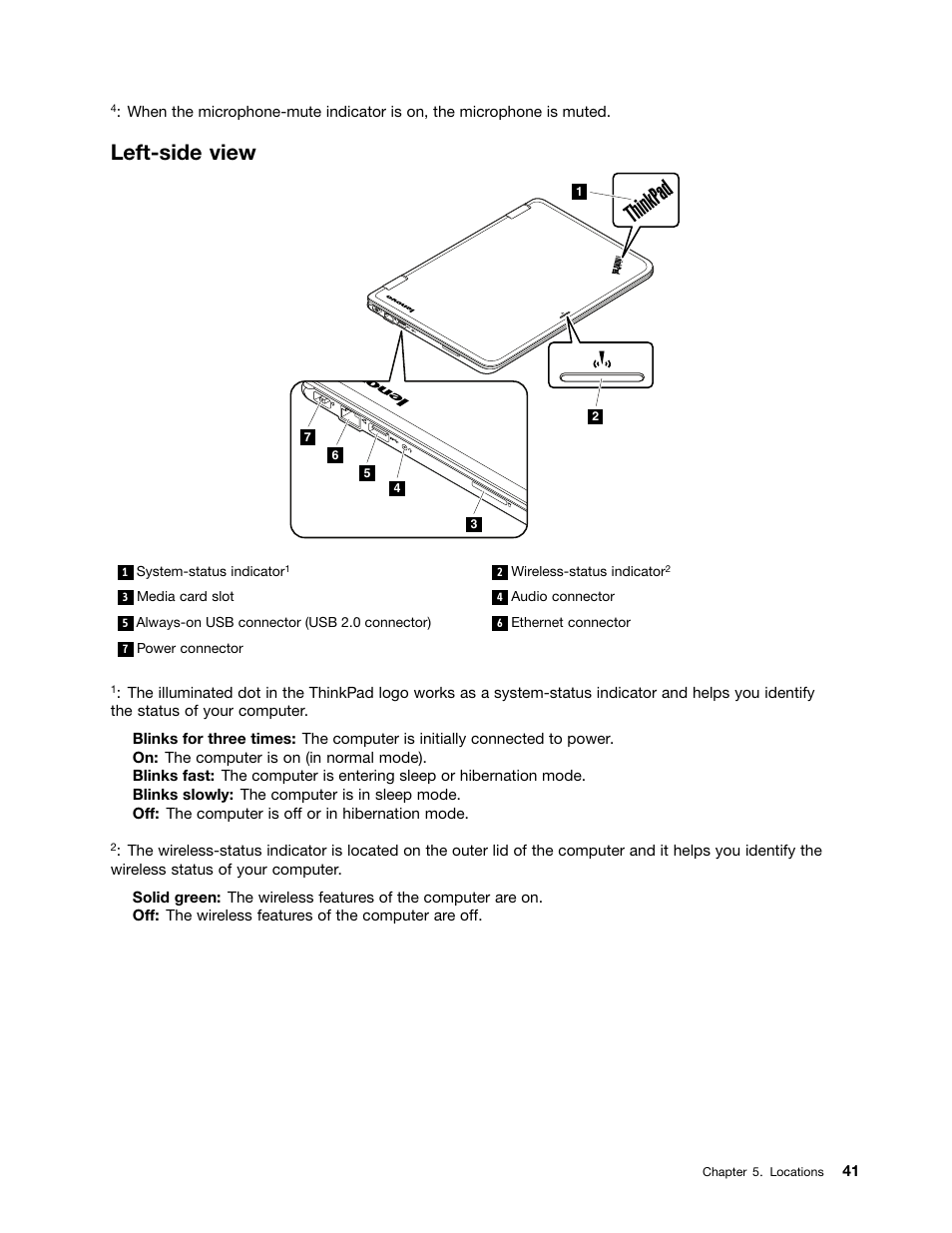 Left-side view | Lenovo ThinkPad 11e User Manual | Page 47 / 94