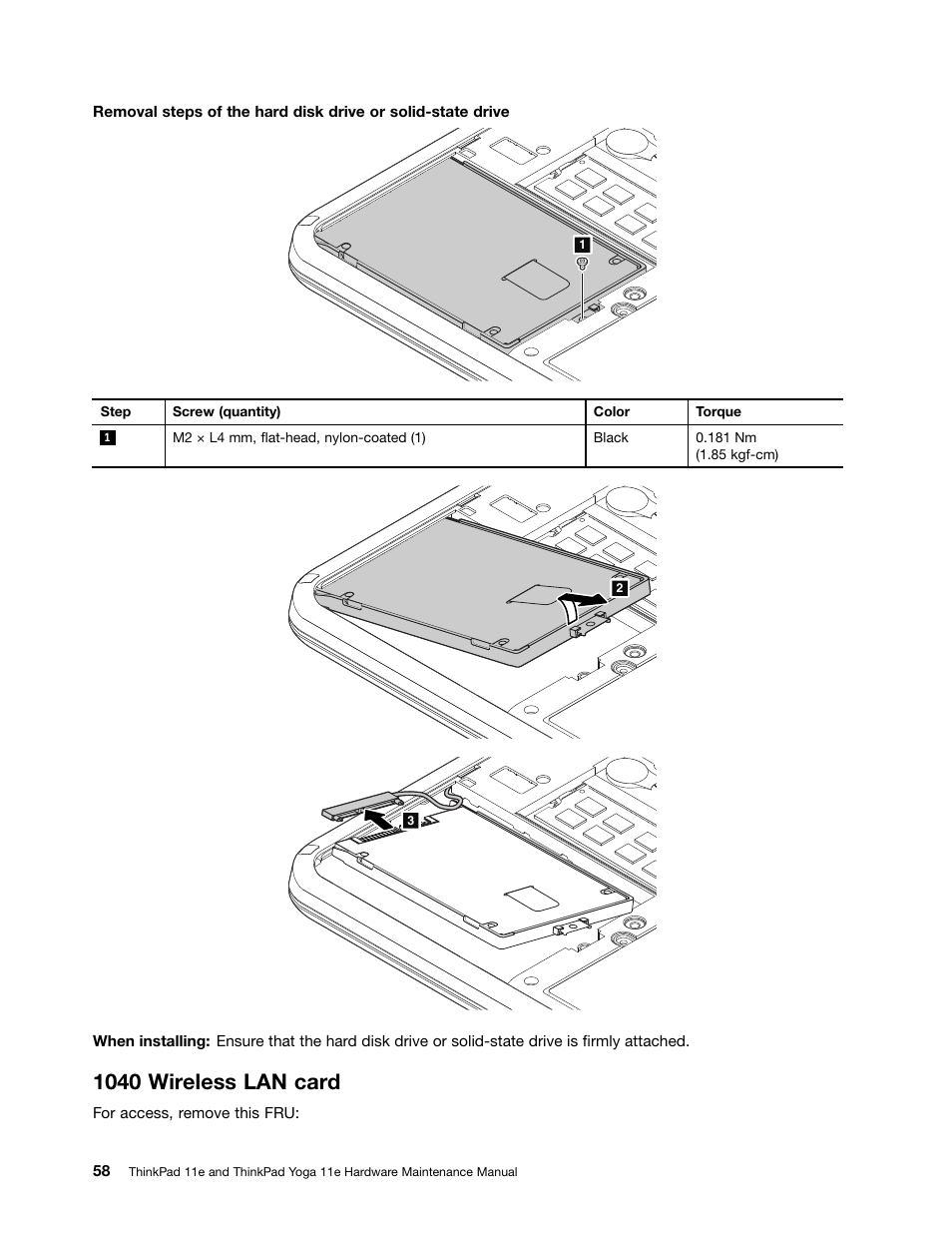 1040 wireless lan card | Lenovo ThinkPad 11e User Manual | Page 64 / 94