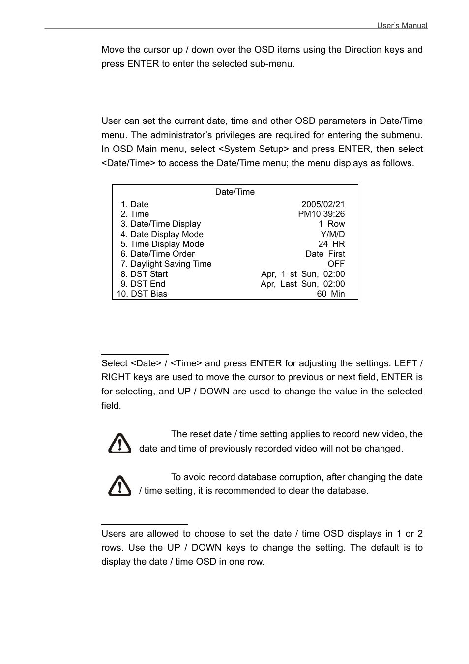 4 system date / time setting, 1 set date / time, System date / time setting | Set date / time | AVE MV DR8T User Manual | Page 17 / 40