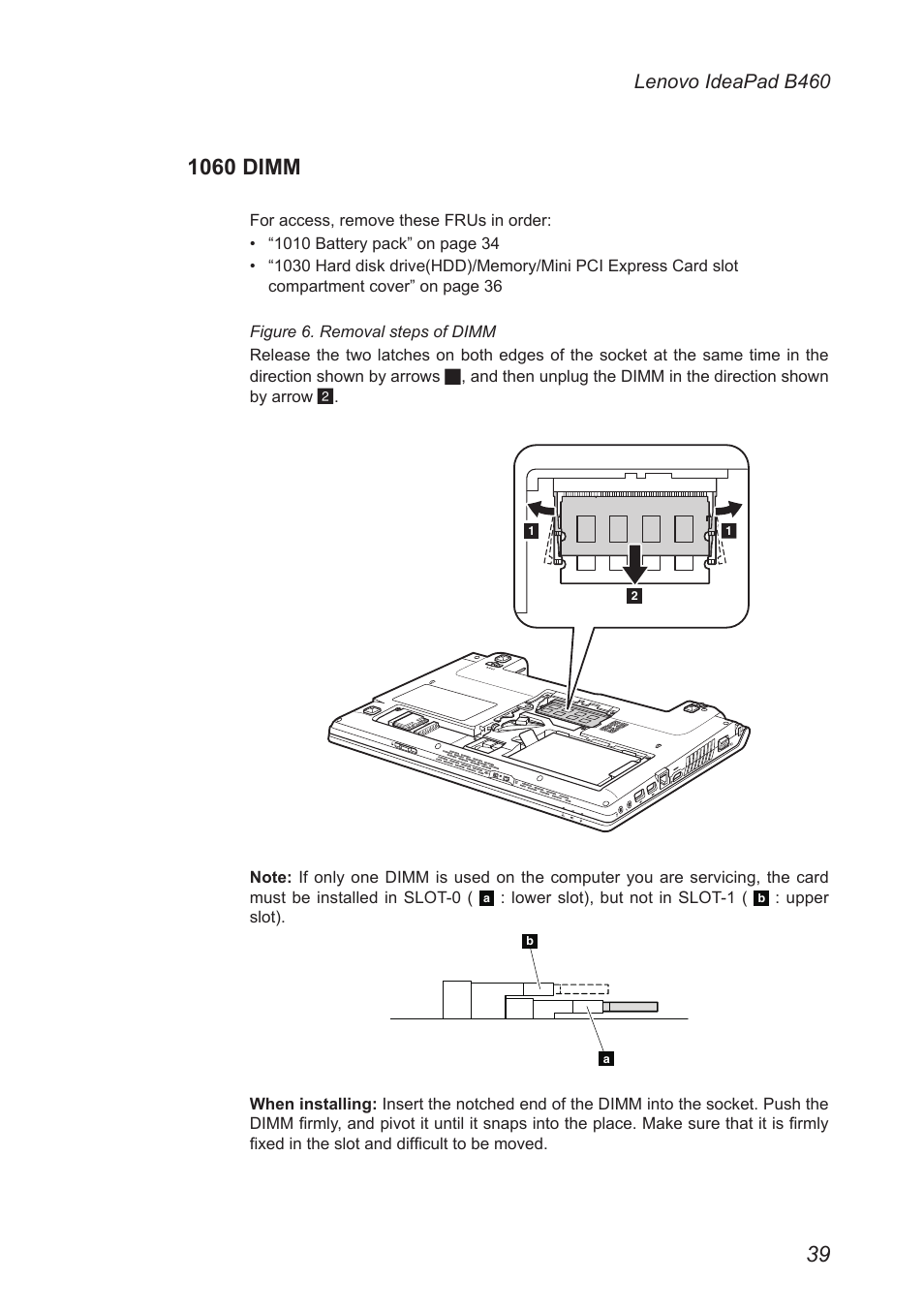 1060 dimm, Lenovo ideapad b460 | Lenovo B460 Notebook User Manual | Page 43 / 88