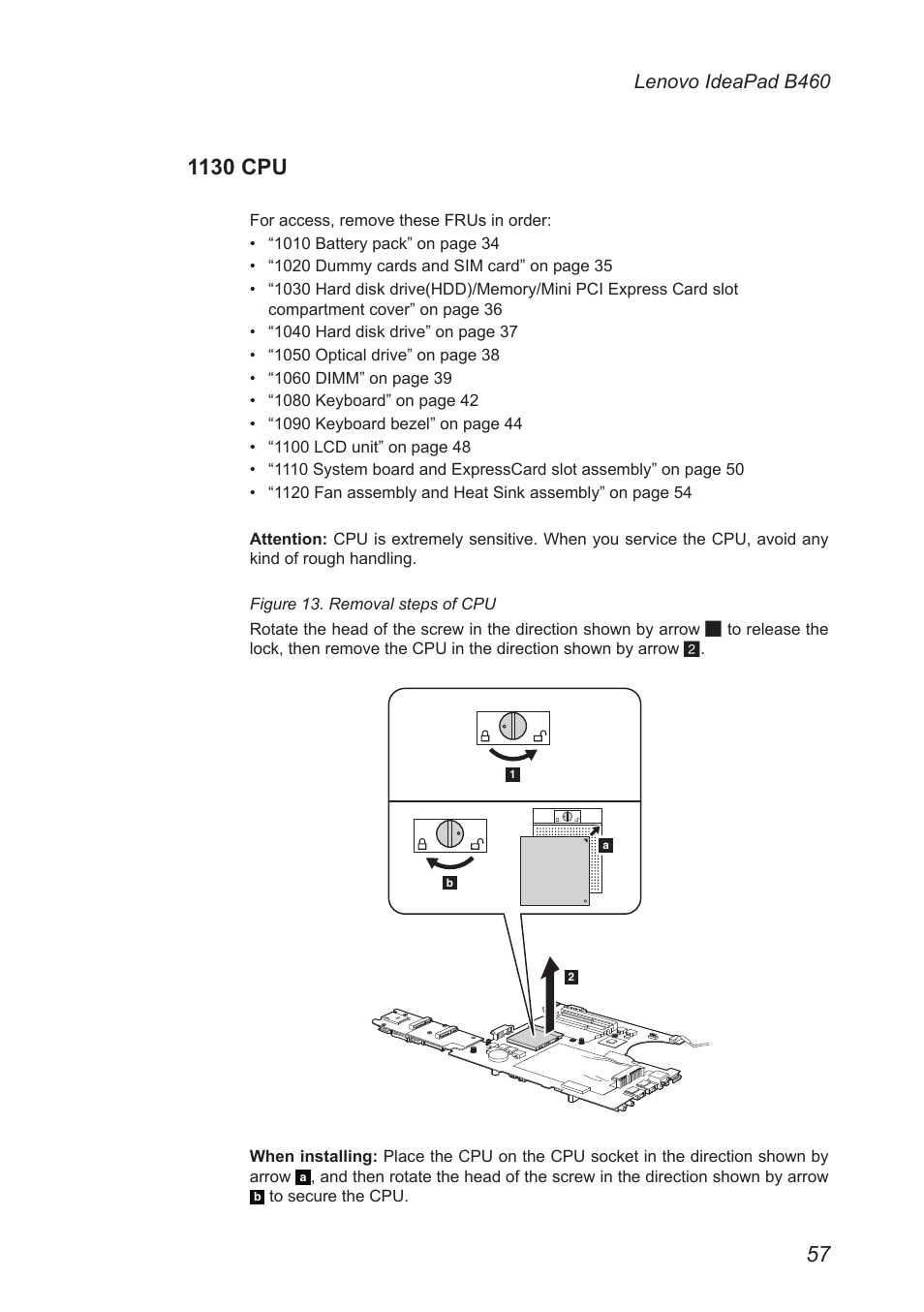 1130 cpu, Lenovo ideapad b460 | Lenovo B460 Notebook User Manual | Page 61 / 88