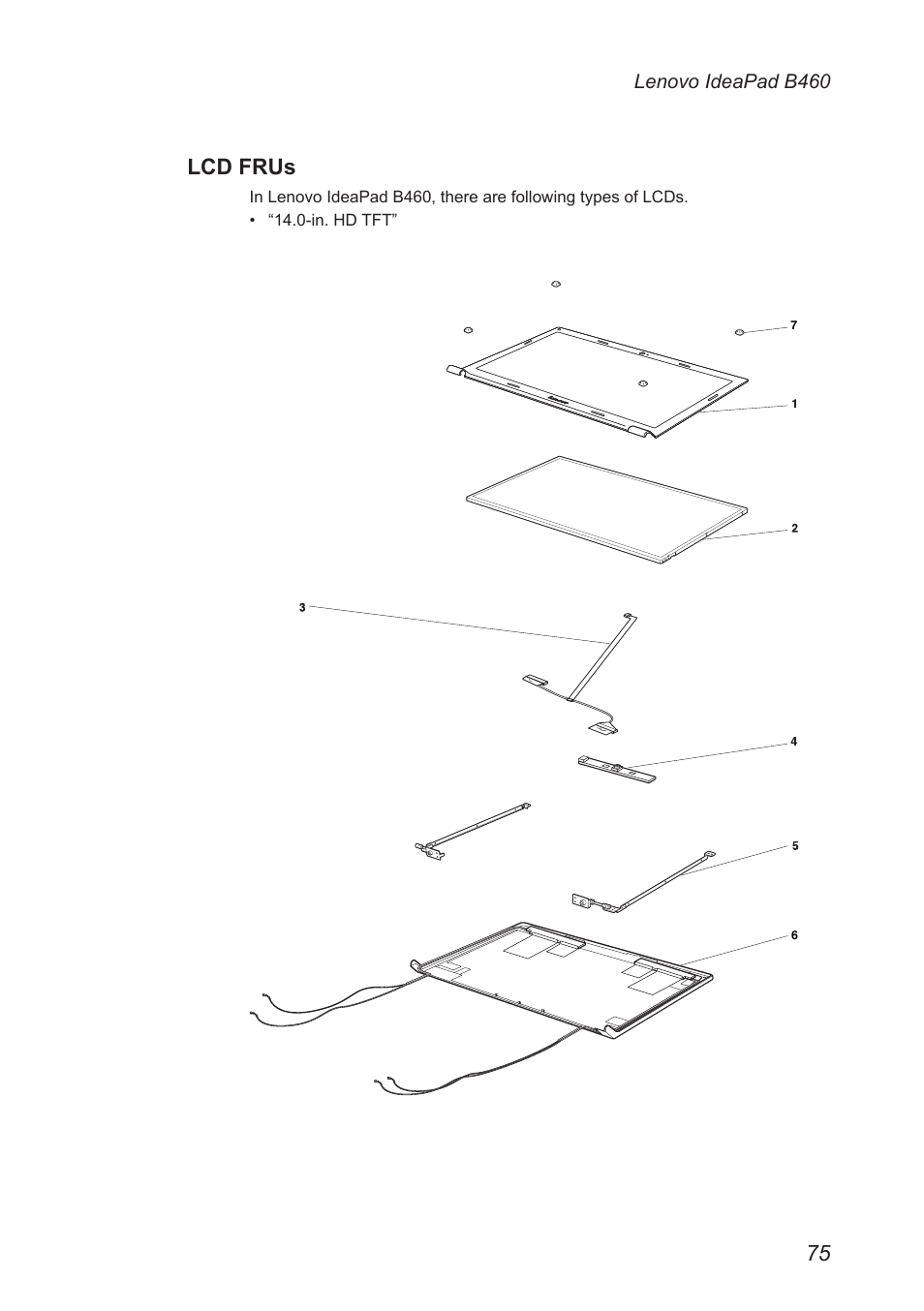 Lcd frus | Lenovo B460 Notebook User Manual | Page 79 / 88