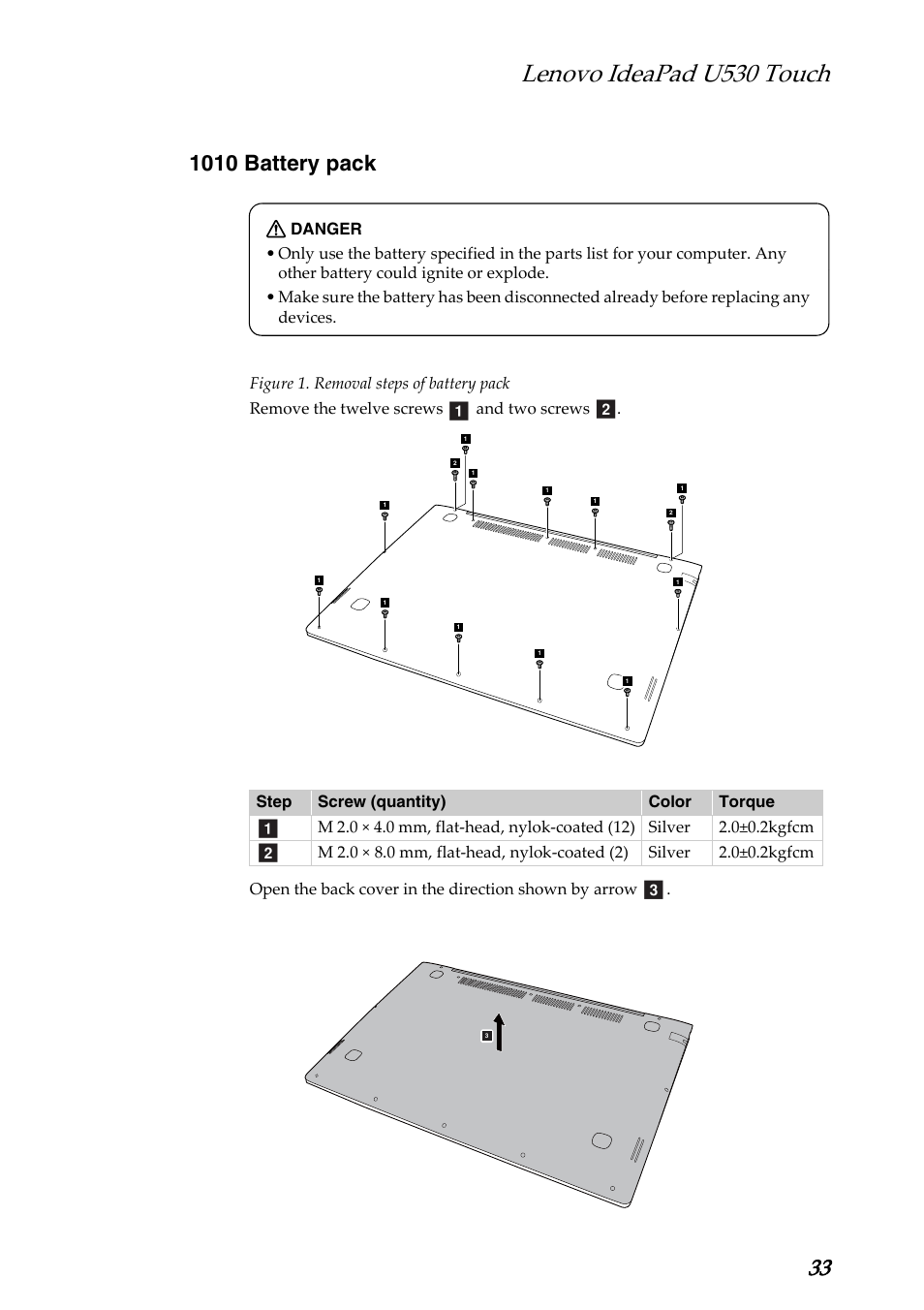 1010 battery pack, Lenovo ideapad u530 touch, A b c | Lenovo IdeaPad U530 Touch Notebook User Manual | Page 37 / 77